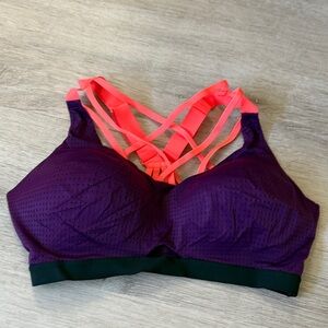 Victoria's Secret Purple and Neon Pink Strappy Sports Bra